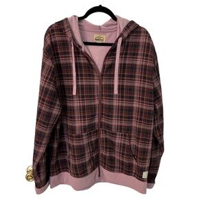 NWT Roebuck Hooded Jacket Plaid Zip-Up Hoodie